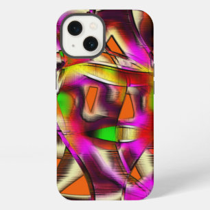 Colorful crooked cutouts with pink and carved iPhone 13 case