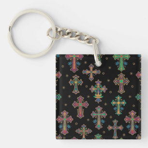 Colorful Crosses / Faith but Make It Fun Key Ring
