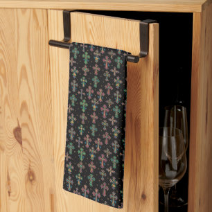 Colorful Crosses / Faith but Make It Fun Tea Towel
