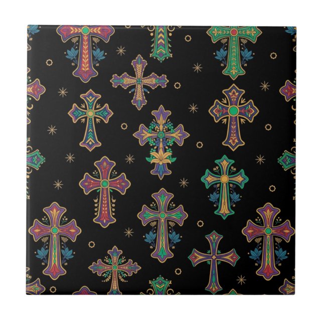 Colorful Crosses / Faith but Make It Fun Tile (Front)