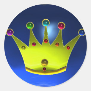 COLORFUL CROWN WITH GEMSTONES CLASSIC ROUND STICKER