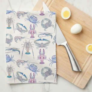 Colorful Crustacean Core Aesthetic Tea Towel