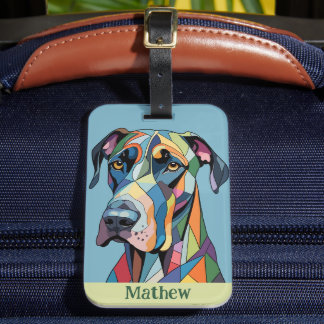 Colorful Cubist Great Dane Luggage Tag