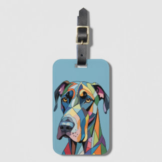 Colorful Cubist Great Dane Luggage Tag