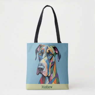 Colorful Cubist Great Dane Tote Bag