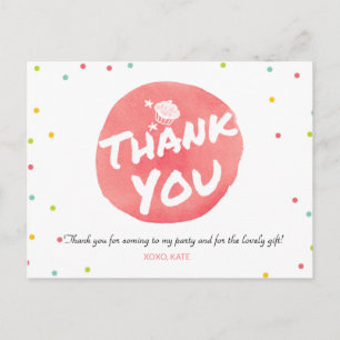 COLORFUL CUPCAKE THANK YOU POSTCARD