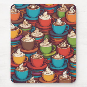 Colorful cups pattern mouse mat