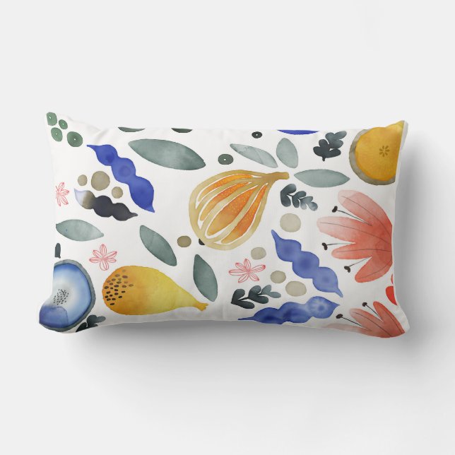 Colorful cushion with flower and fruit patterns (Front)