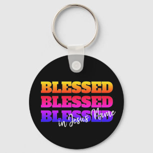 Colorful Custom BLESSED Key Ring