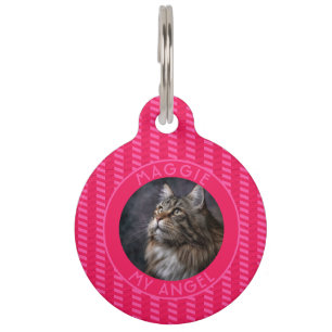 Colorful Custom Cat Mom Gift Herringbone Pet Tag