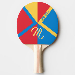 Colorful Custom Monogram Name Geometric     Ping Pong Paddle