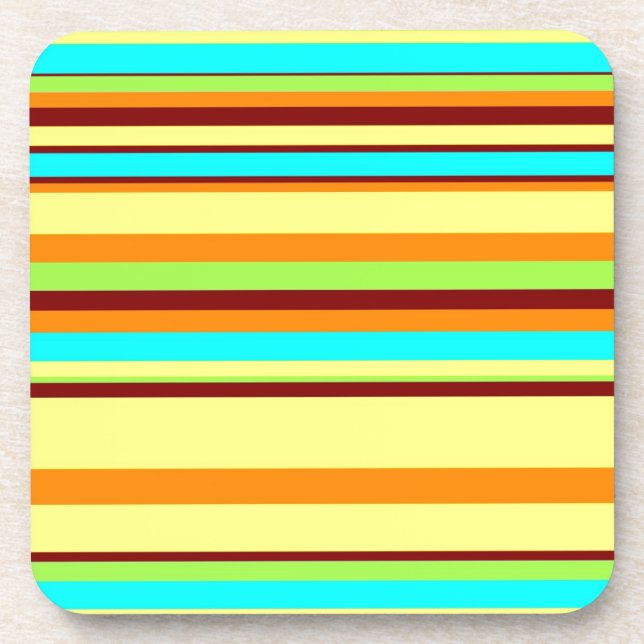 Colorful Customized Designer Stripe Pattern Coaster (Front)