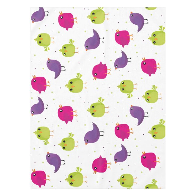 Colorful Cute Birds Pattern Tablecloth (Front)
