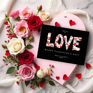 Colorful Cute Doodle Love Word Happy Valentine's  Holiday Card