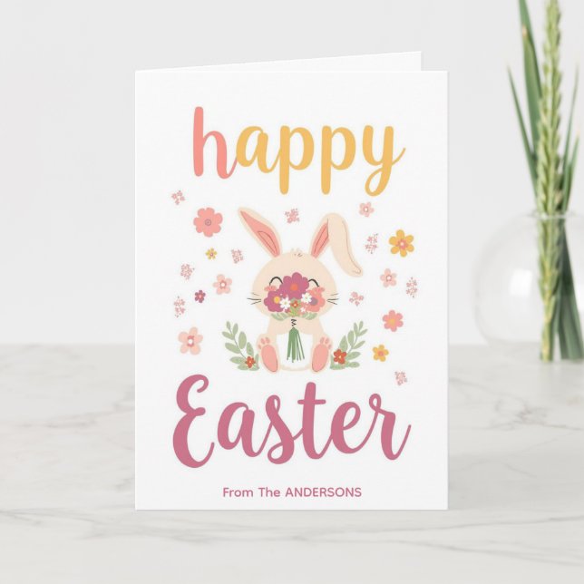Colorful Cute Easter Card , Personalized Easter  (Front)