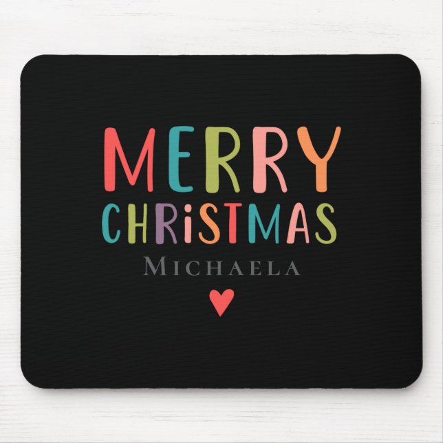 Colorful Cute Merry Christmas Matching Family  Mouse Mat (Front)