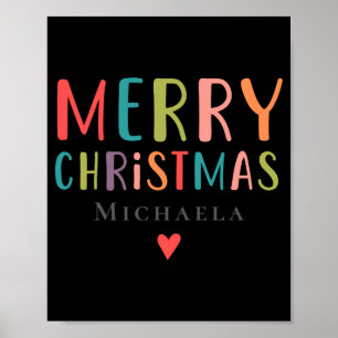 Colorful Cute Merry Christmas Matching Family  Poster