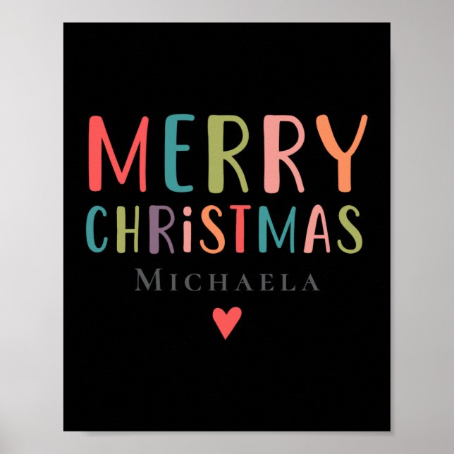 Colorful Cute Merry Christmas Matching Family T Sh Poster (Front)