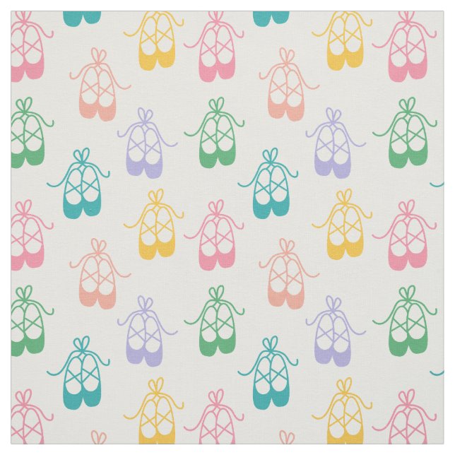 Colorful Cute Pointe Shoes Ballet Pattern Fabric (Swatch)
