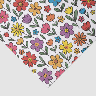 Colorful Cute Spring Flowers Tissue Paper