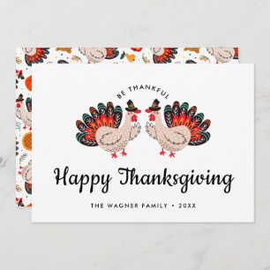 Colorful Cute Turkey Happy Thanksgiving Holiday Card