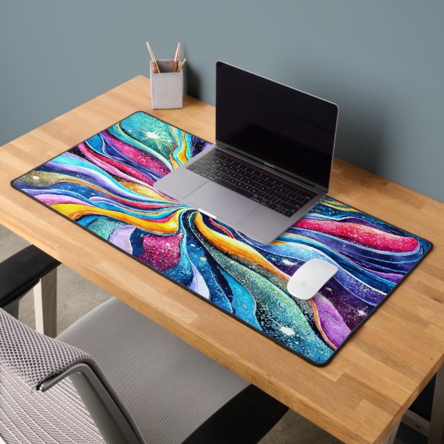 COLORFUL CUTE WATERCOLOR OUTER SPACE DESIGN DESK MAT (Office 2)