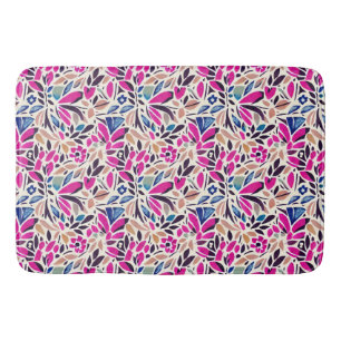 Colorful Cutouts Botanical Pattern Bath Mat