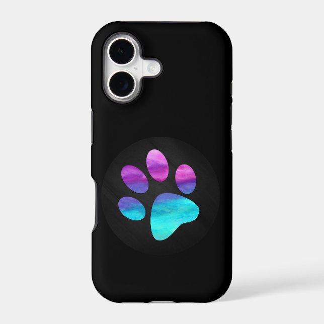  Colorful cyan blue purple Dog Paw print (Back)