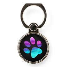  Colorful cyan blue purple Dog Paw print