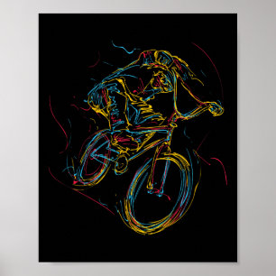 Colorful Cyclist Silhouette Biker Mountain Biking Poster
