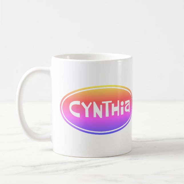 Colorful "CYNTHIA" Coffee Mug (Left)