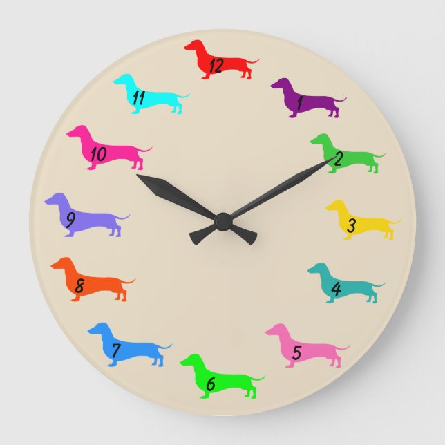 Colorful Dachshund Clock (Front)