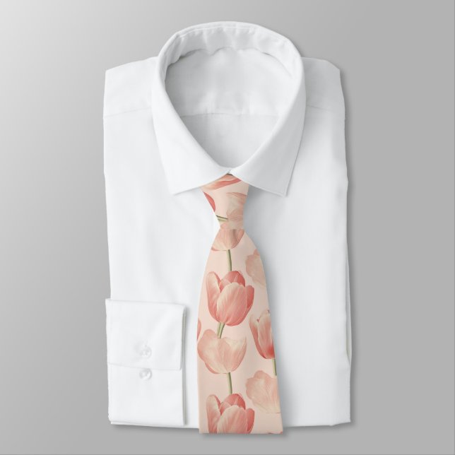 Colorful Dads Fathers Day Gifts Tulip Flower Tie (Tied)