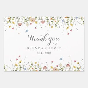 Colorful Dainty Wild Flowers Wedding Wrapping Paper Sheet