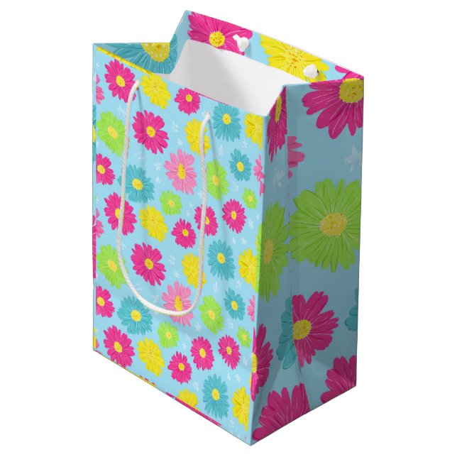 Colorful Daisies Medium Gift Bag (Front Angled)