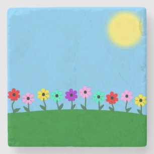 Colorful Daisies Stone Coaster