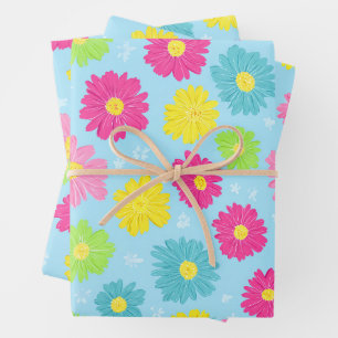 Colorful Daisies Wrapping Paper Sheet