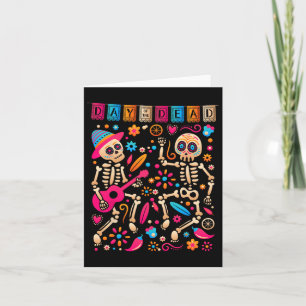 Colorful Dancing Mexican Skeletons - Cute Day Of T Card