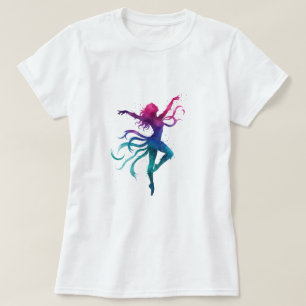Colorful Dancing Silhouette – Vibrant Watercolor E T-Shirt