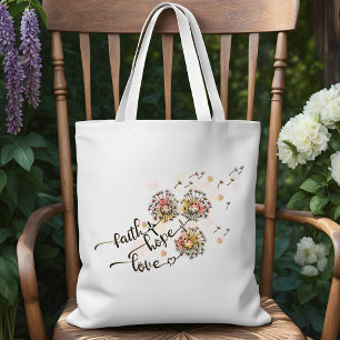 Colorful Dandelions Christian Faith Hope Love Tote Bag