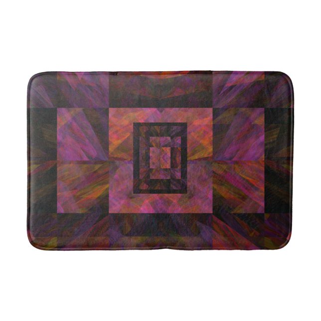 Colorful Dark Galaxy Of Blocks Abstract Artwork Bath Mat (Front)