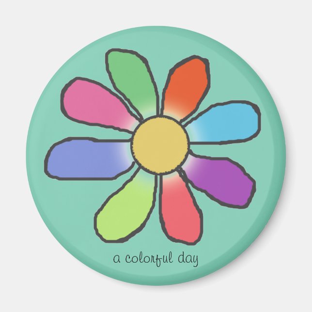 COLORFUL DAY Graphical Flower on any Colour Magnet (Front)