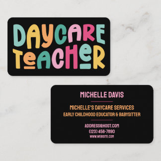 Colorful Daycare Teacher  Business Card