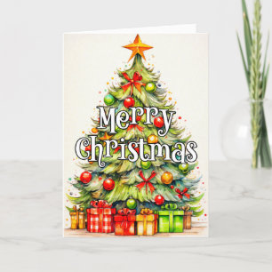 Colorful Decorative Christmas Tree Holiday Card