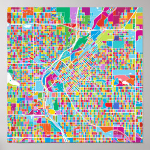 Colorful Denver Map Poster