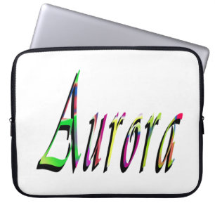 Colorful Designed Aurora Girls Name, Laptop Sleeve