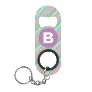 Colorful Diagonal Candy Stripes Purple Monogram