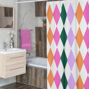 Colorful Diamond Pattern Mid Century Modern Shower Curtain
