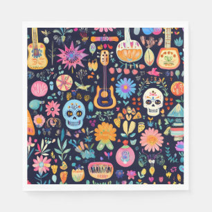 Colorful Dias de los muertos pattern Napkin