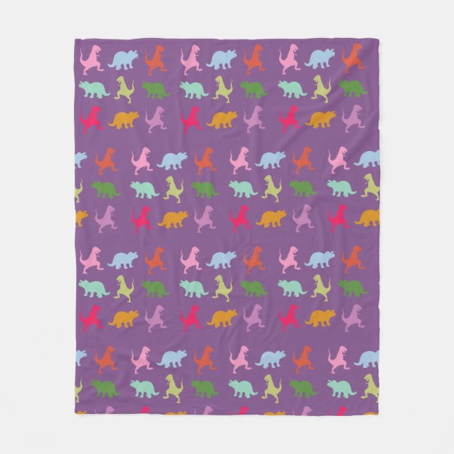 Colorful Dinosaurs Fleece Blanket, Medium (Front)